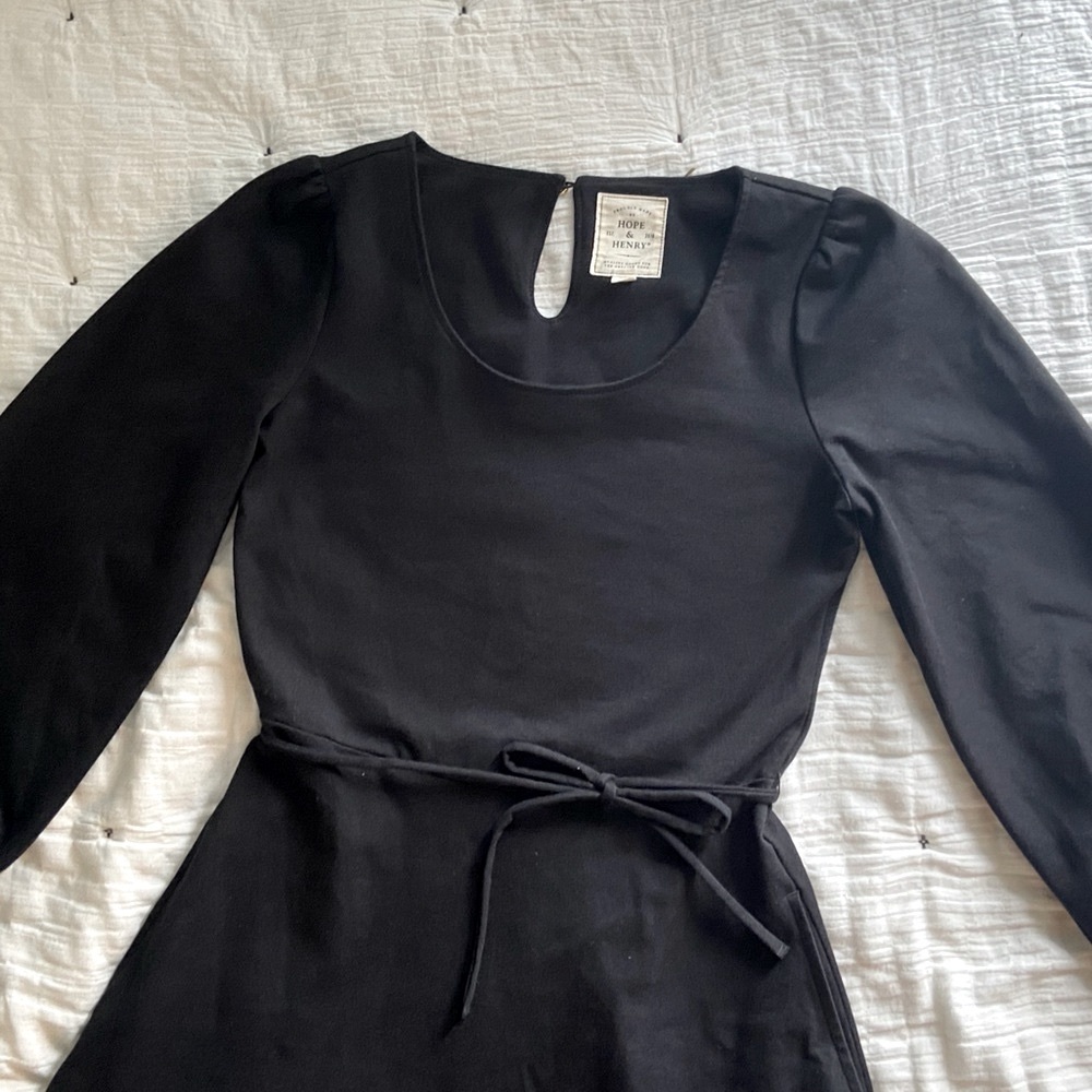 Hope & Henry Women’s Black Long-sleeve Dress. Organic Cotton, Maternity Friendly - Picture 4 of 14